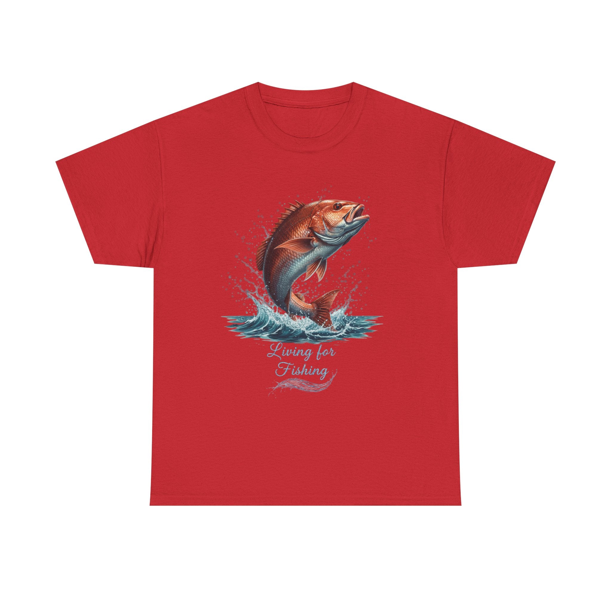 Fishing T-Shirt – "Living for Fishing" Snapper Graphic Tee