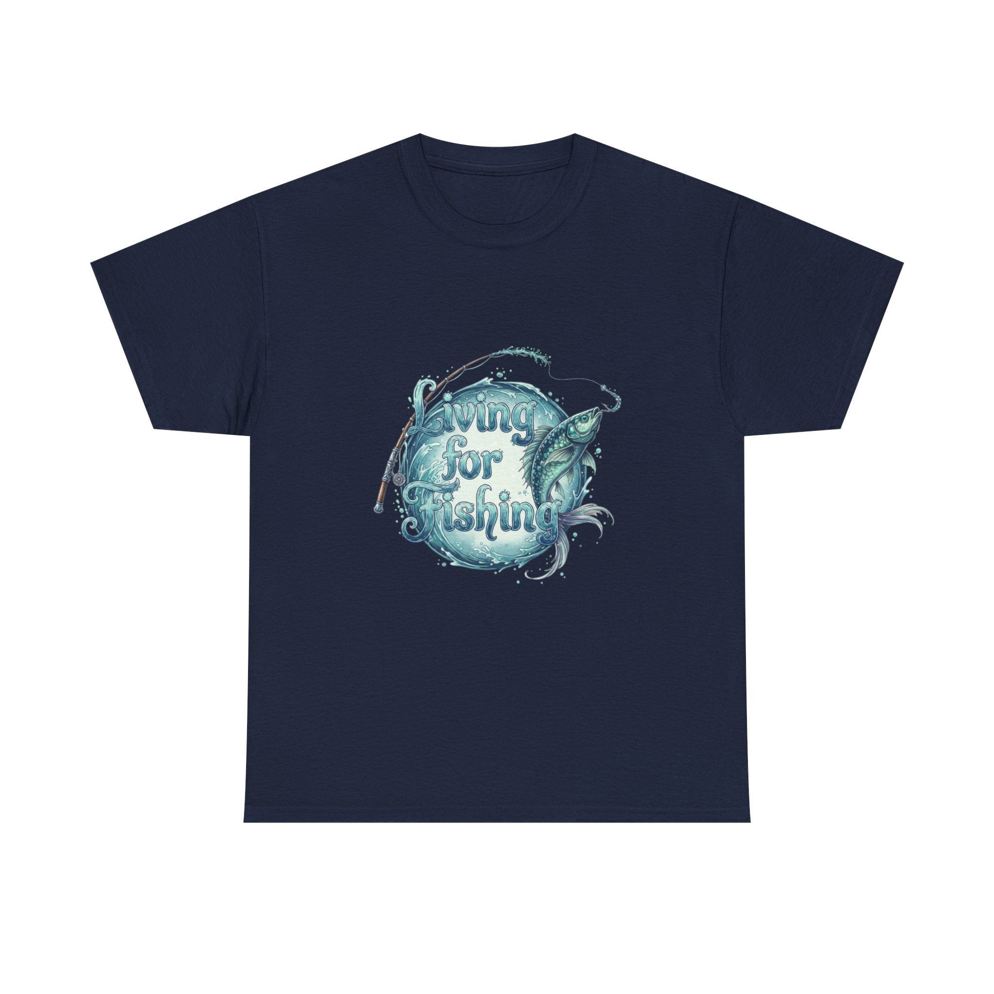 Fishing Lover T-Shirt — "Living for Fishing" Fish Catch Print