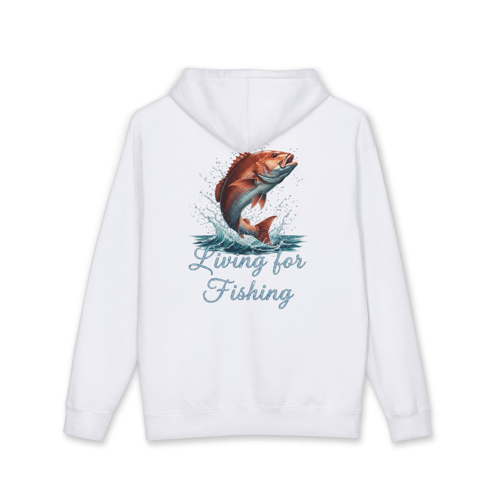 Heavy duty Fishing Hoodie — 'Living for Fishing' Snapper Graphic Pullover