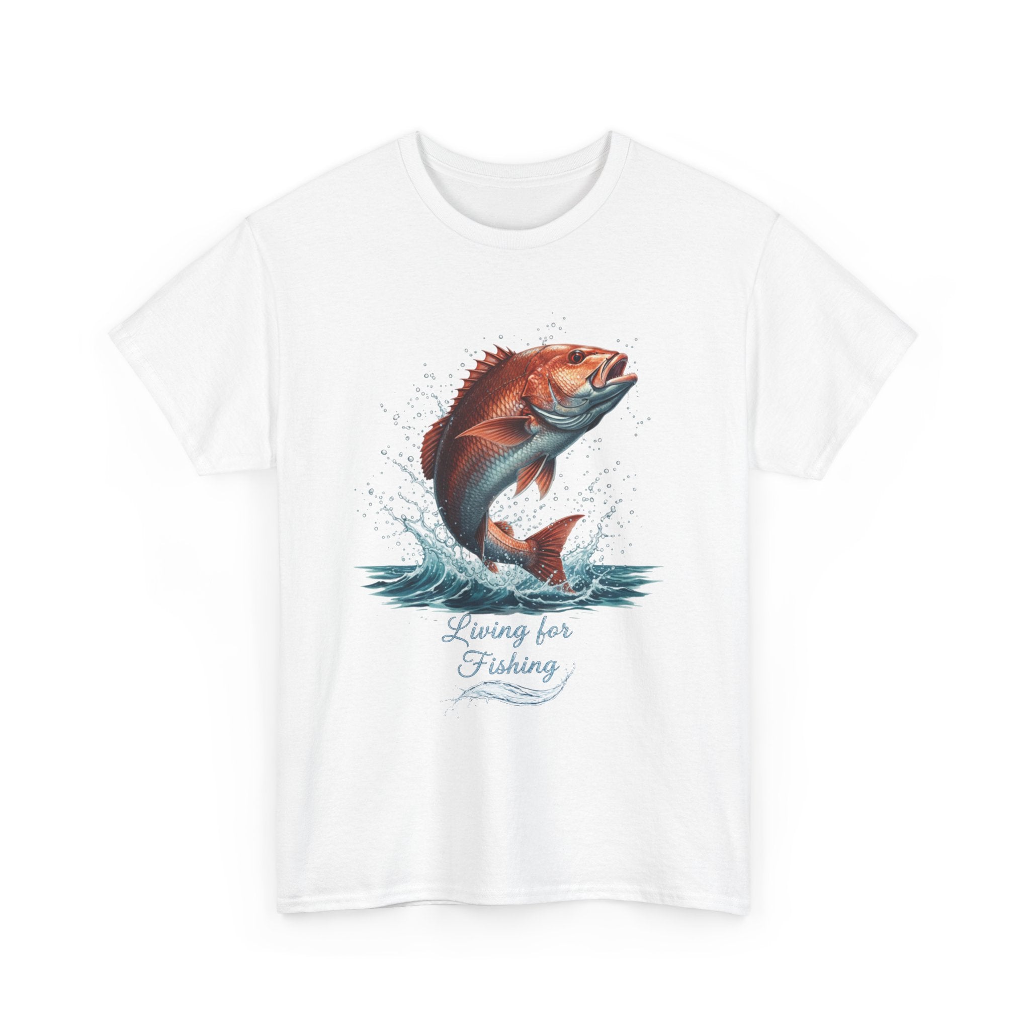 Fishing T-Shirt – "Living for Fishing" Snapper Graphic Tee