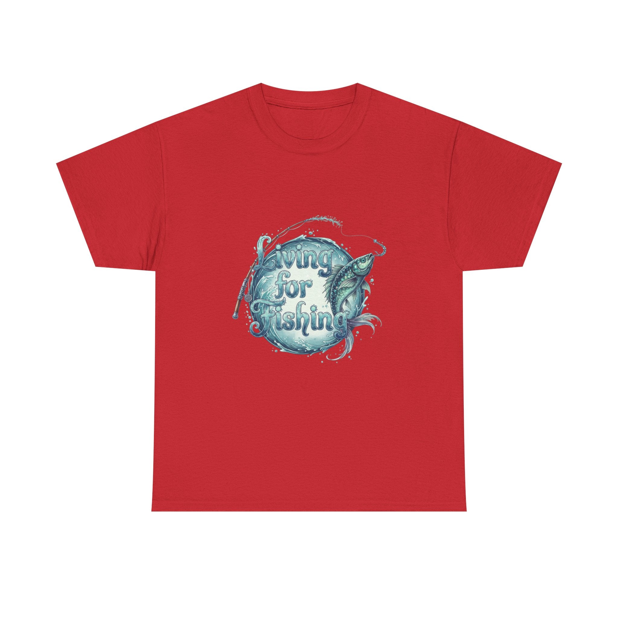 Fishing Lover T-Shirt — "Living for Fishing" Fish Catch Print