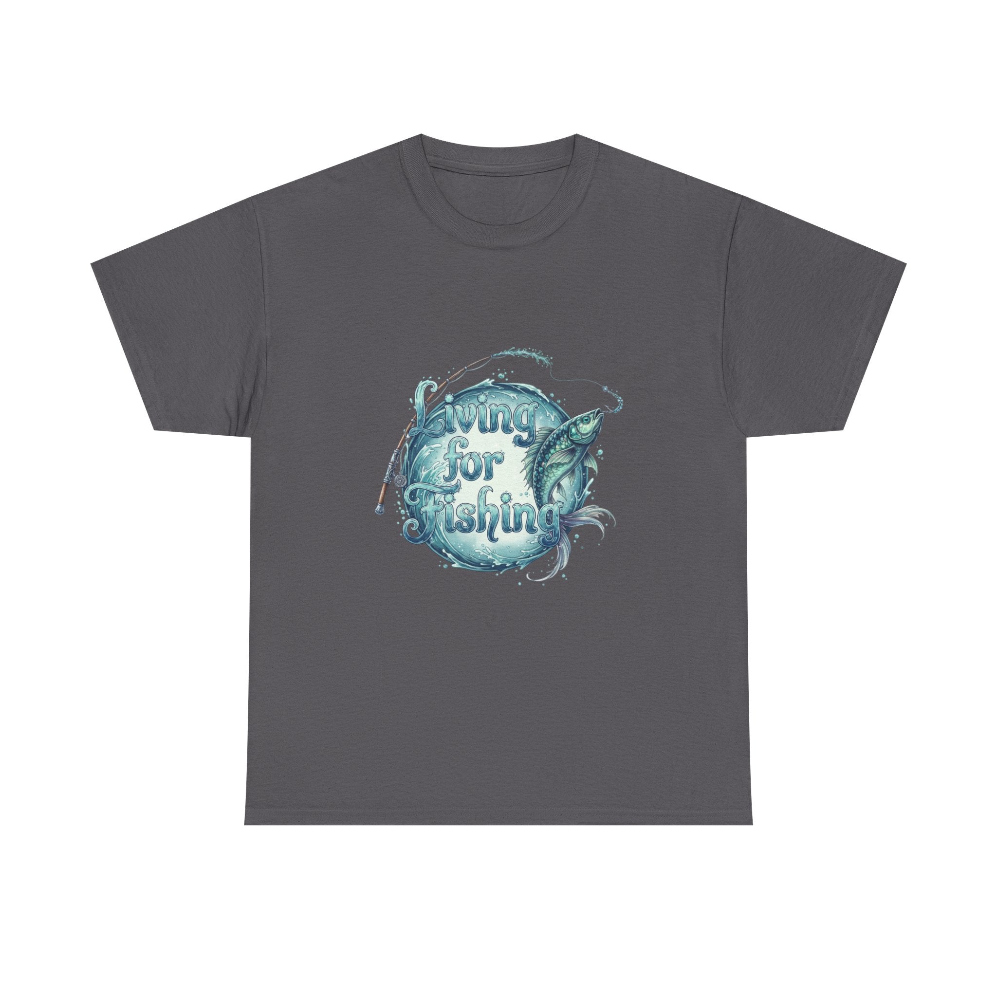 Fishing Lover T-Shirt — "Living for Fishing" Fish Catch Print