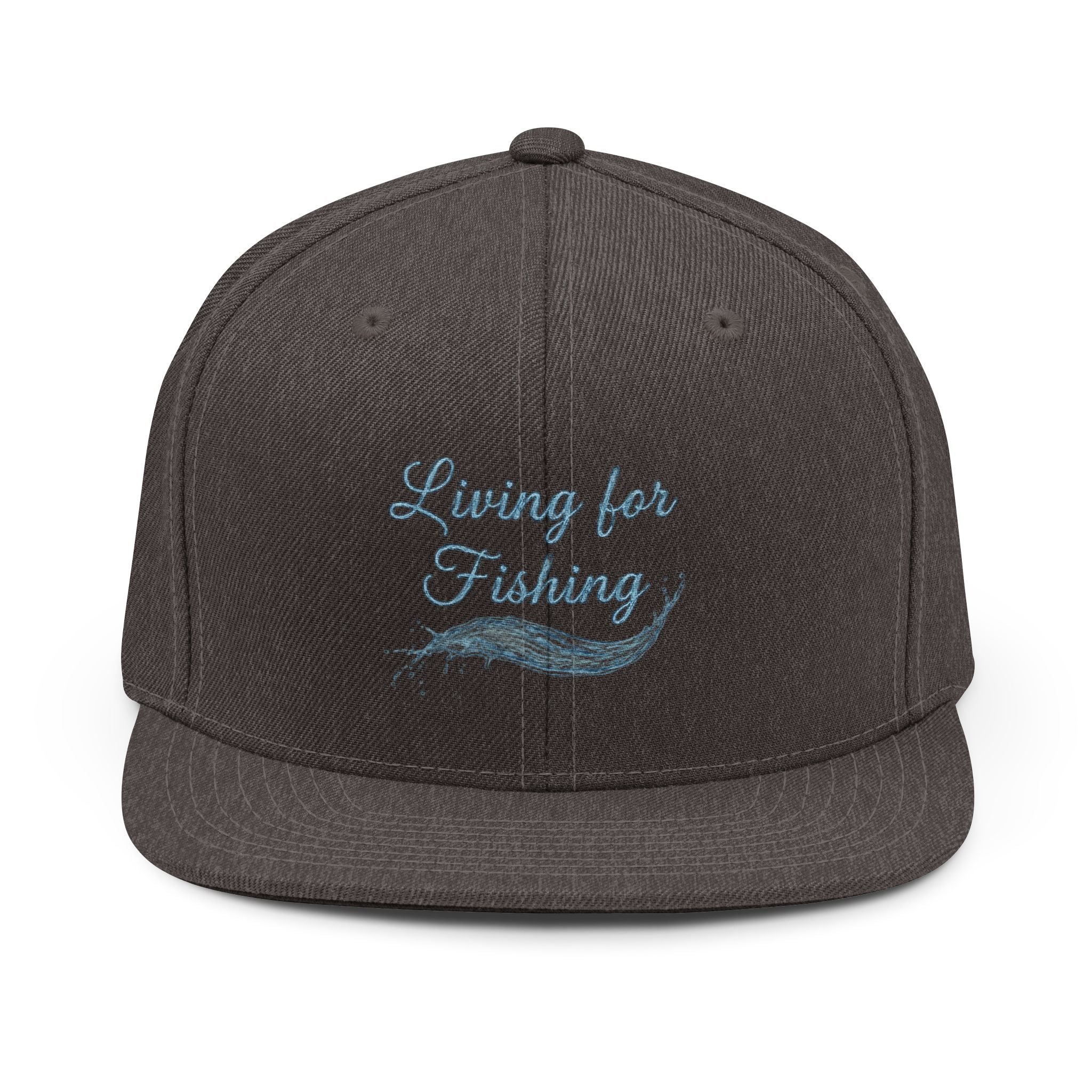 Fishing Snapback Hat — "Living for Fishing" Embroidered Cap