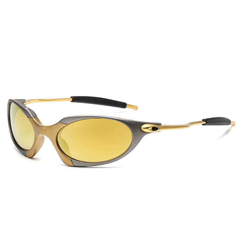 Gold & Gunmetal Grey Fishing Sunglasses — Yellow Polarized Lenses, Metal Arms