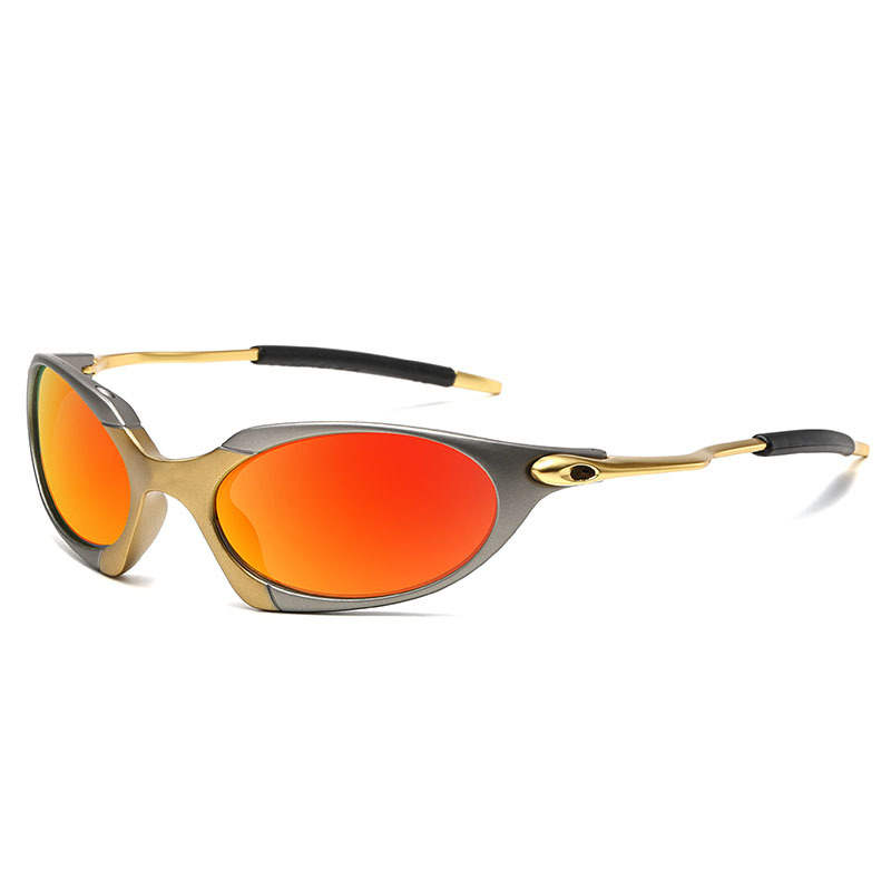 Gold & Gunmetal Grey Fishing Sunglasses — Tangerine Polarized Lenses, Metal Arms