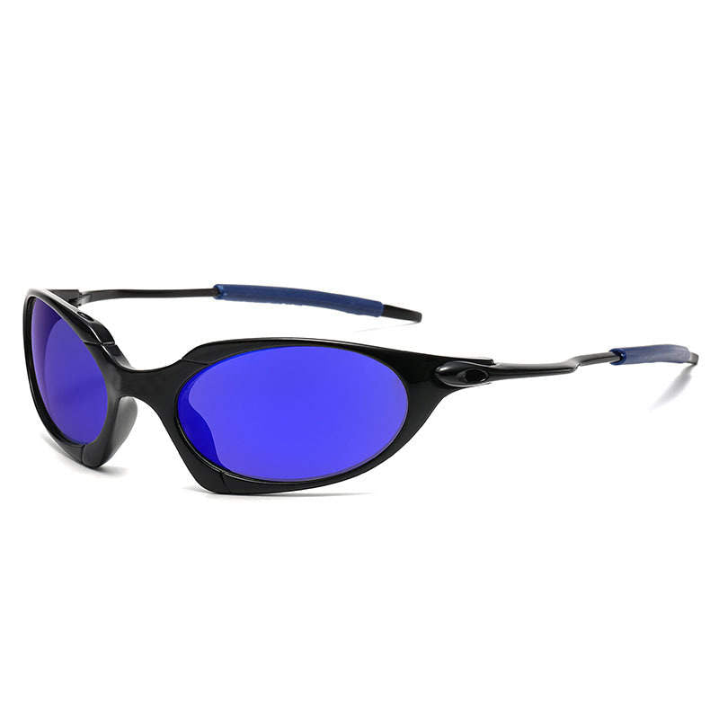 Black & Electric Blue Polarized Fishing Sunglasses — Metal Arms, Extreme Clarity