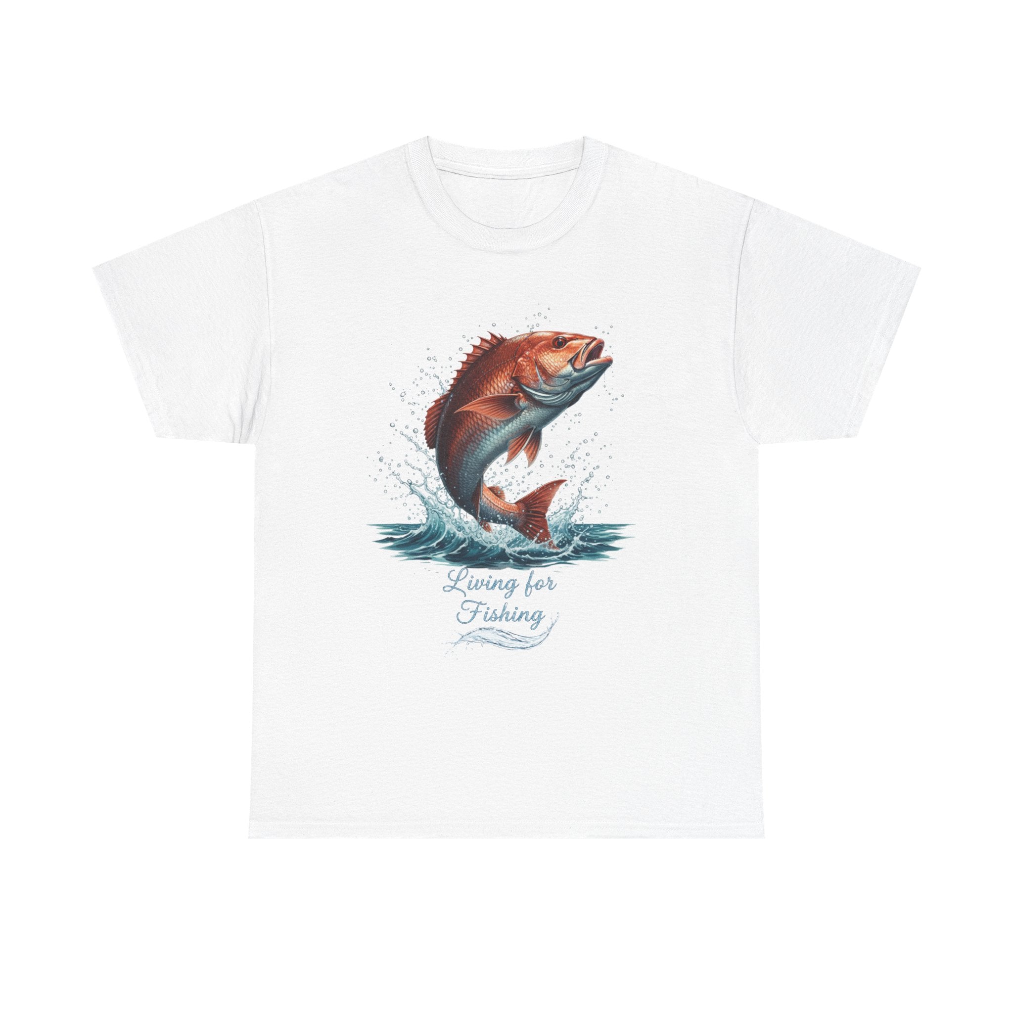 Fishing T-Shirt – "Living for Fishing" Snapper Graphic Tee
