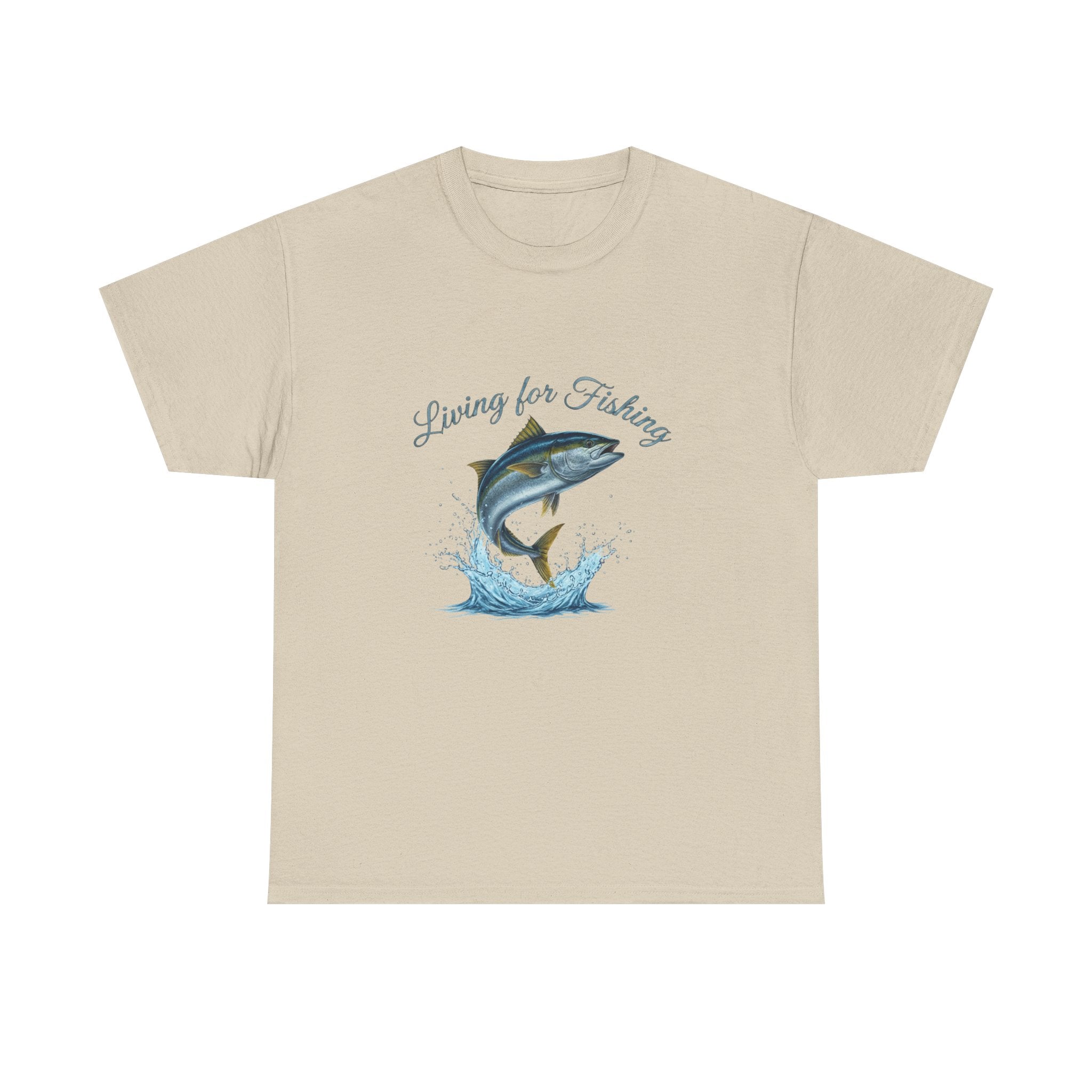 Living For Fishing Kingfish T-Shirt — Angler Tee with Jumping Fish Graphic