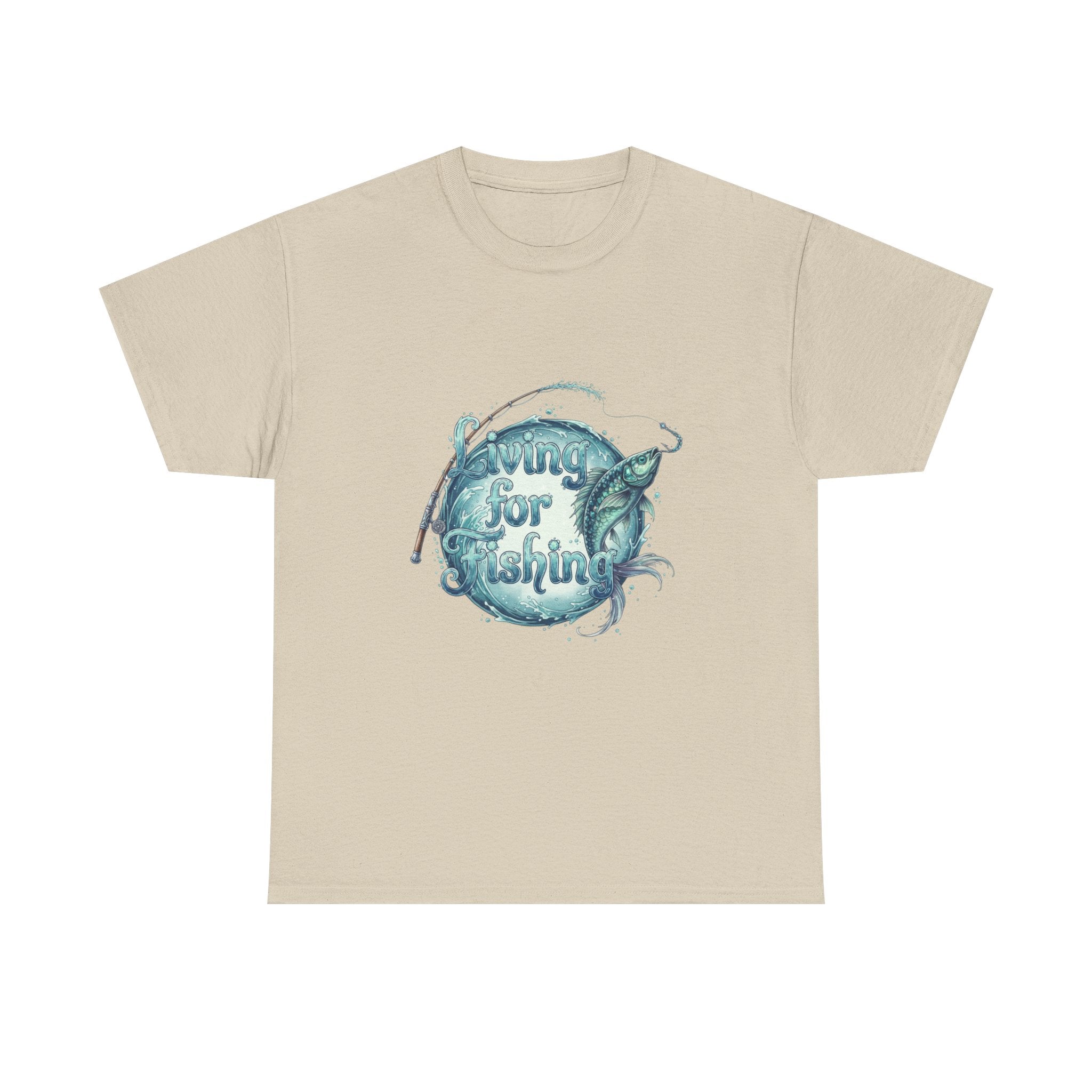 Fishing Lover T-Shirt — "Living for Fishing" Fish Catch Print