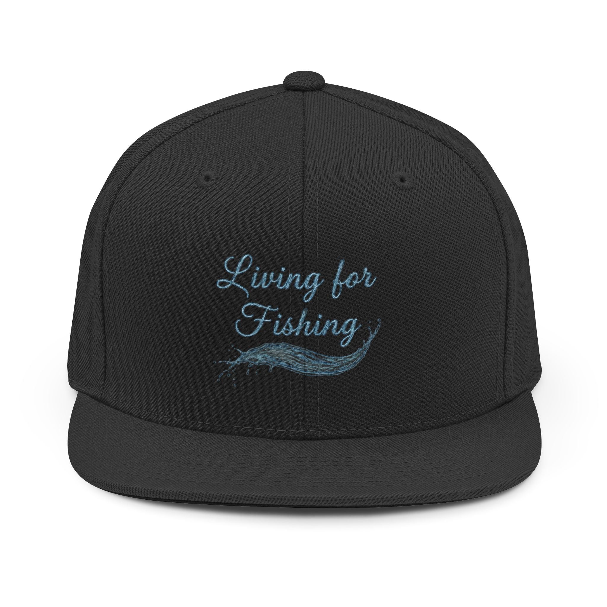 Fishing Snapback Hat — "Living for Fishing" Embroidered Cap