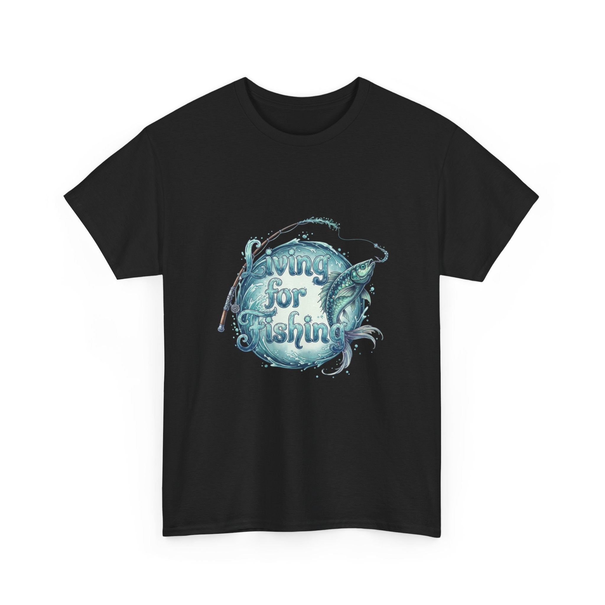 Fishing Lover T-Shirt — "Living for Fishing" Fish Catch Print