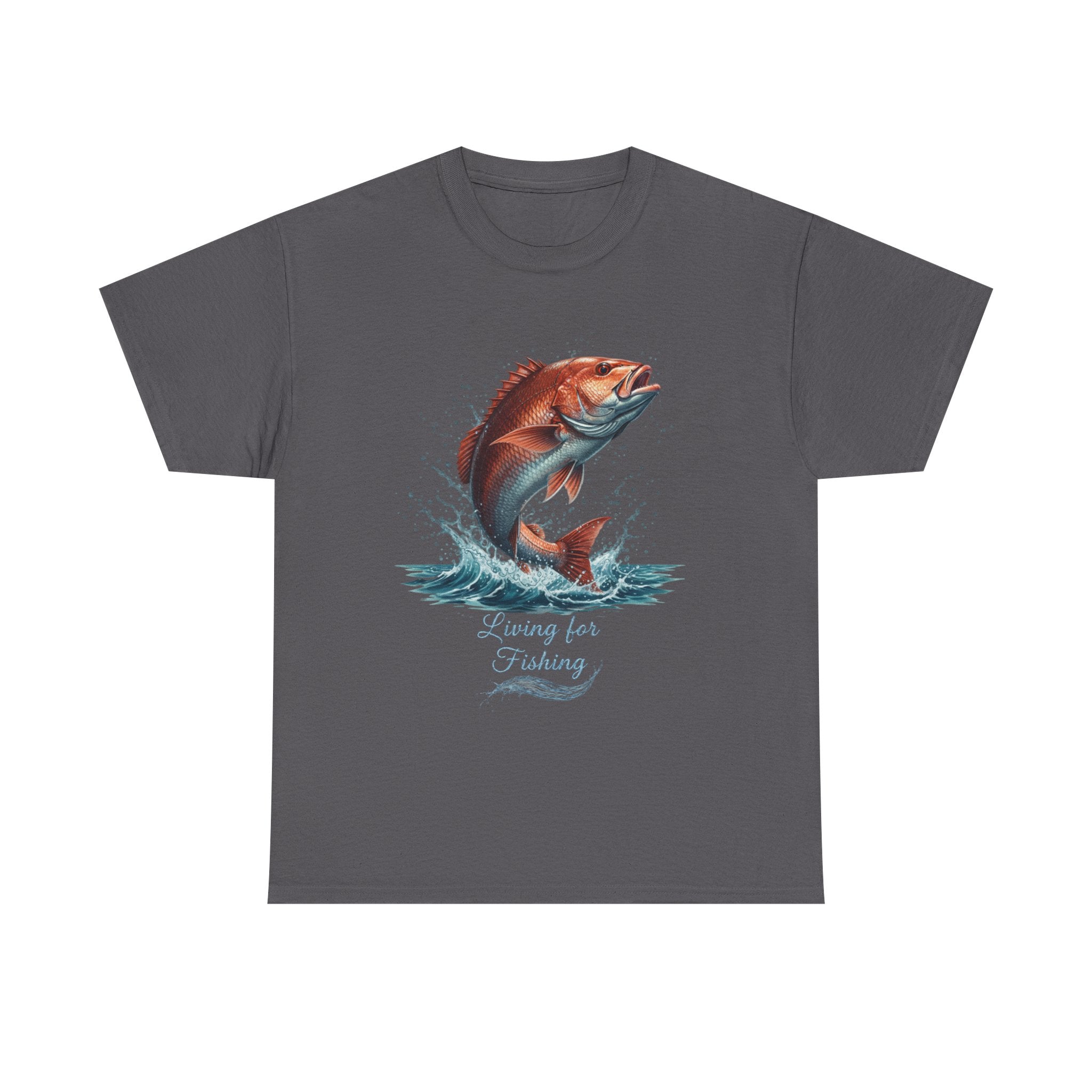 Fishing T-Shirt – "Living for Fishing" Snapper Graphic Tee