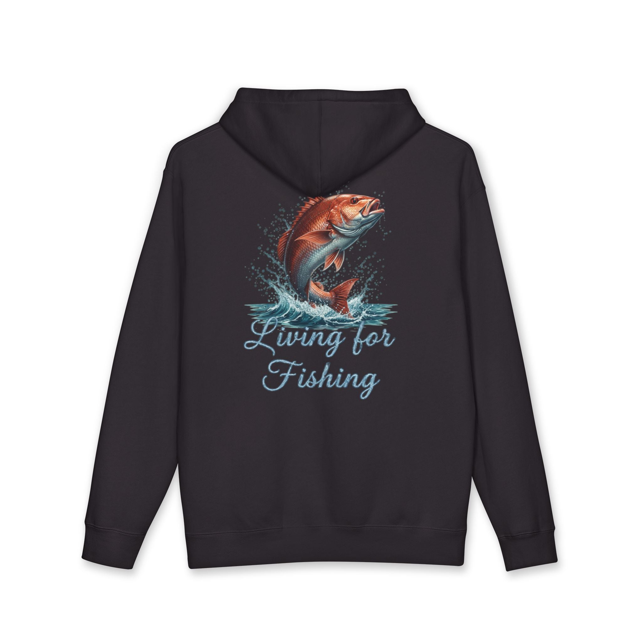 Heavy duty Fishing Hoodie — 'Living for Fishing' Snapper Graphic Pullover