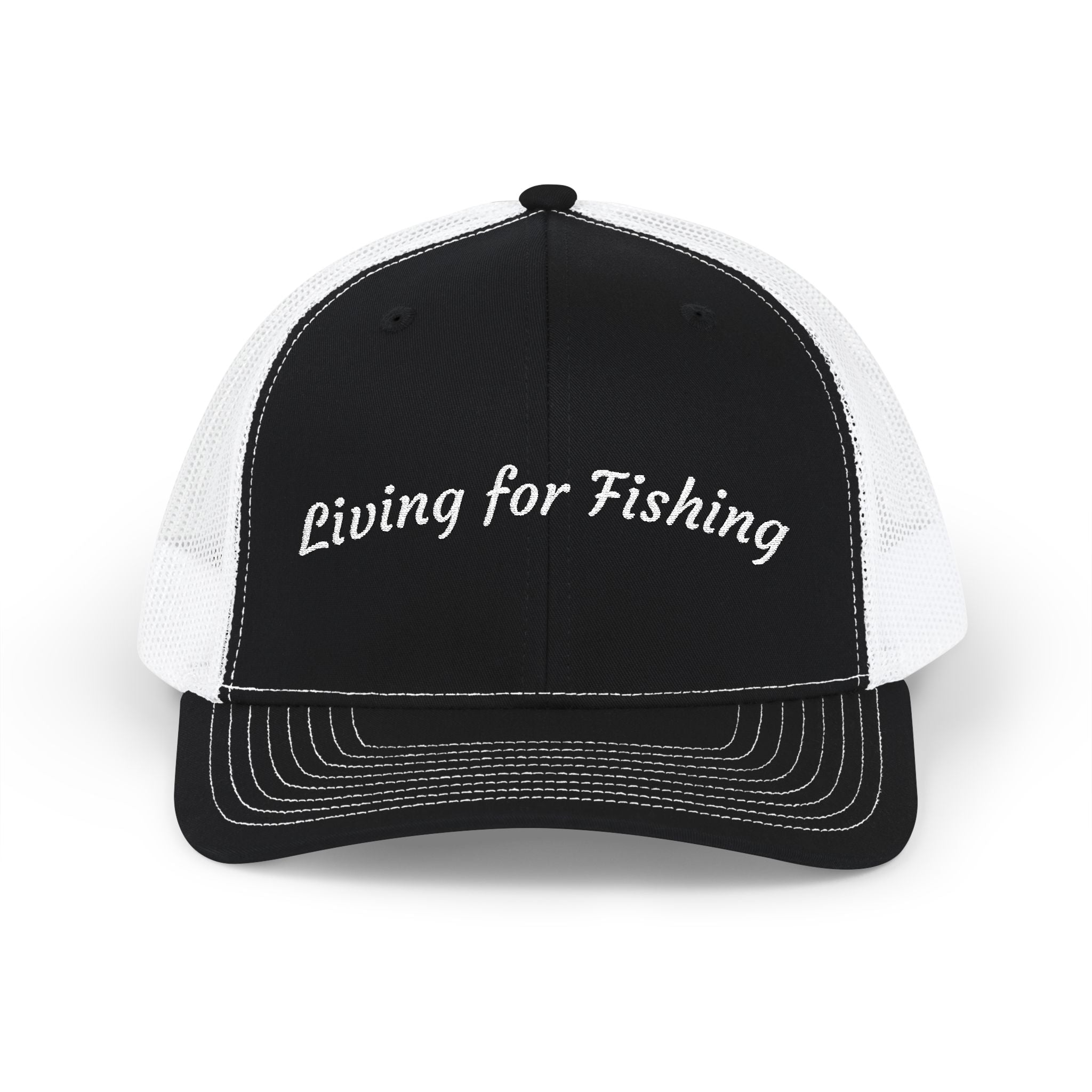 Living for Fishing Snapback Trucker Hat — Embroidered Fishing Cap