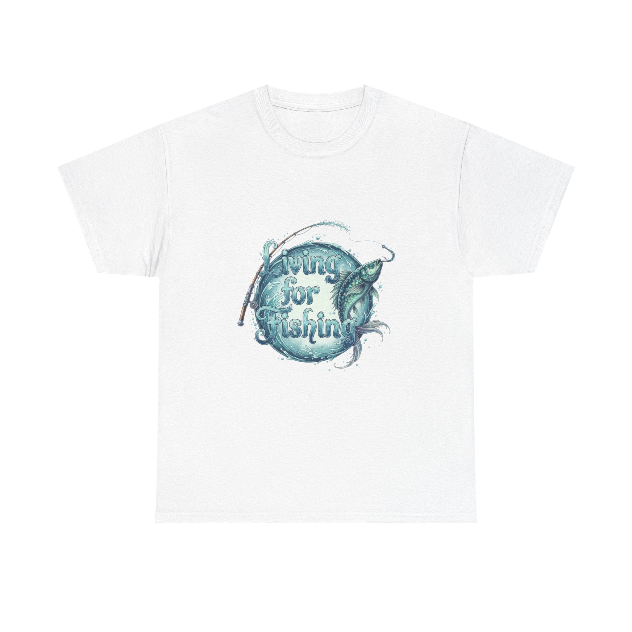 Fishing Lover T-Shirt — "Living for Fishing" Fish Catch Print