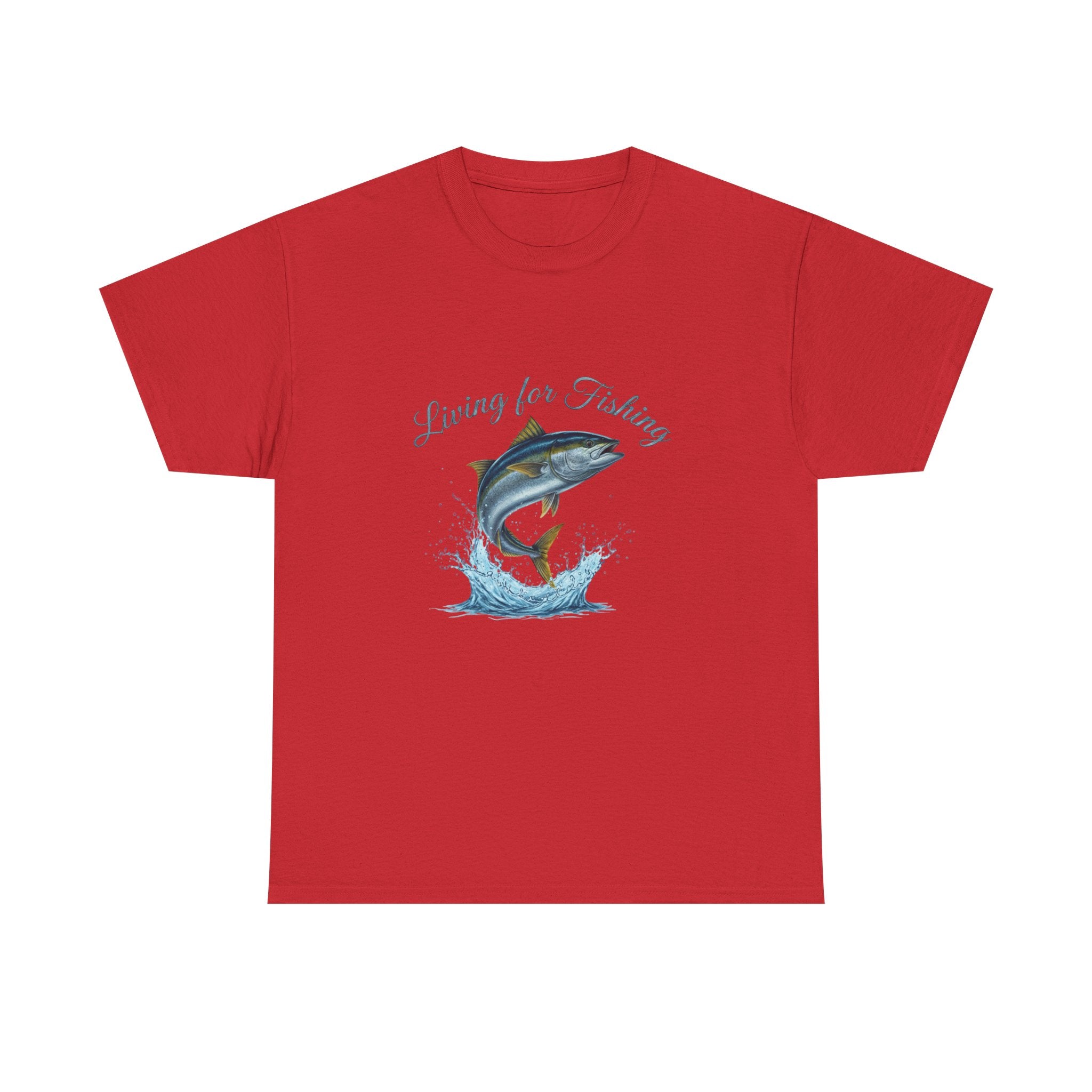 Living For Fishing Kingfish T-Shirt — Angler Tee with Jumping Fish Graphic